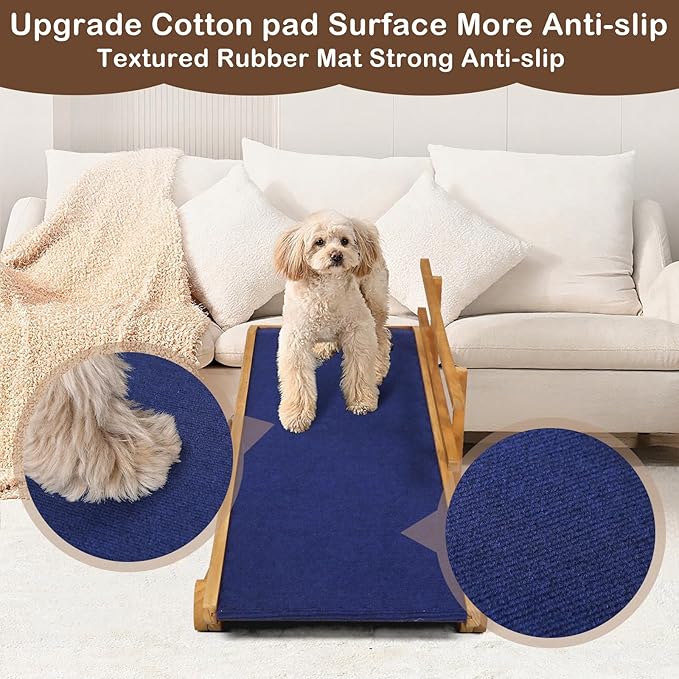 Dog Ramp for Beds, Cars, Couches, Dog Steps Anti-Slip Surface, Dogs Ramps for Old Small Pet,High Traction with Platform, 7 Adjustable Heights 16" to 27" Up, Portable Stairs Design for Dogs, 45.3" Long-PurrikoPets