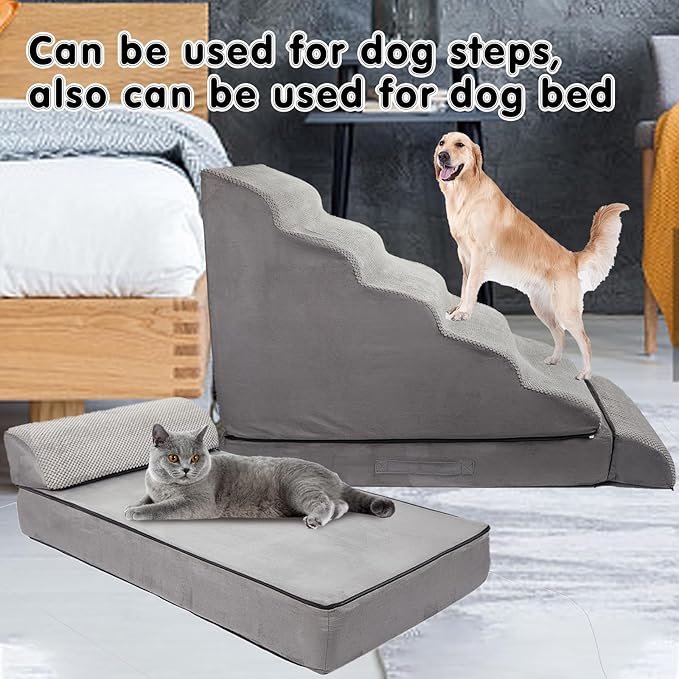 Dog Stairs & Steps for High Beds 30 Inches Tall, LitaiL 6 Steps Pet Stairs/Steps for Beds 24-30inch High for Small Large Dogs, Non-Slip Dog Ramps/Ladder for Old Dogs/Cats-PurrikoPets
