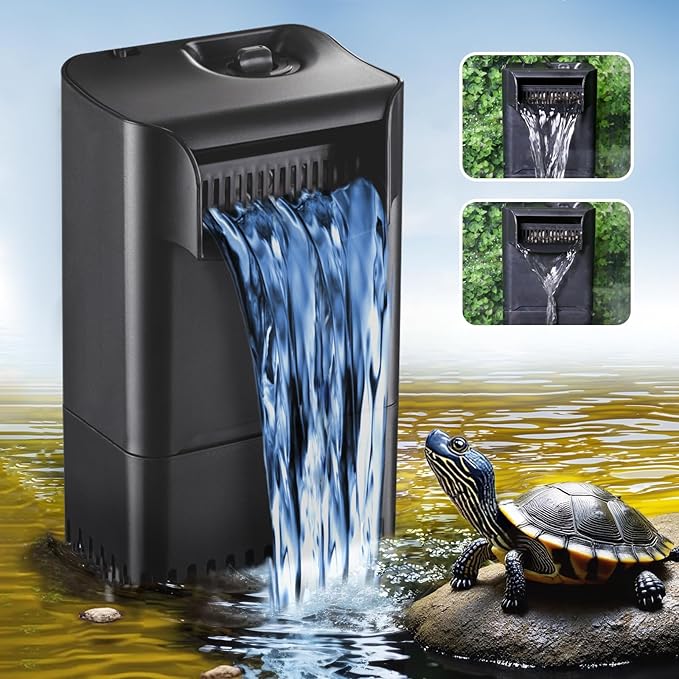 220GPH Turtle Filter for 20-45 Gal Tank, Small Turtle Filters 3-Stage Filtration for Freshwater Saltwater Cloudywater, Ultra-Quiet and Flow Adjustable for Fish Turtles Shrimps Amphibians Frogs-PurrikoPets