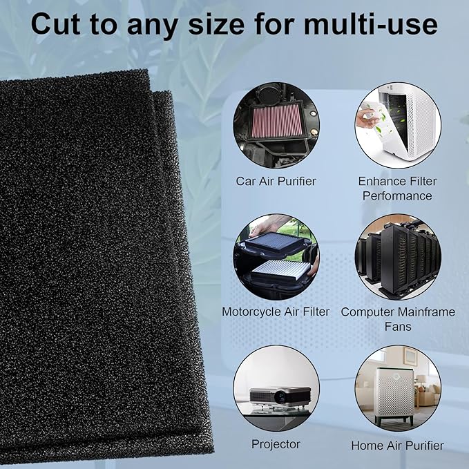 Air Filter Foam Sheet Material, 24" x 12" x 3/8" 30 PPI Filter Foam Sheet, Reusable Air Filter for Cutting and Fitting Purifier, Aquarium, Fish Tank, Air Conditioner-PurrikoPets