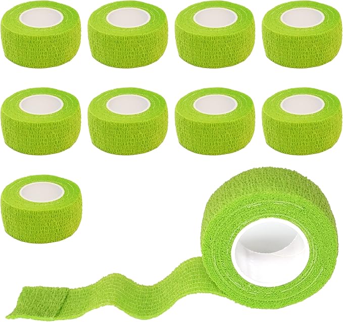 9 Pack 1" x 5 Yards Self Adhesive Bandage Wrap Self Stick Wrap for Ankle, Wrist, Finger, Sports, Breathable Cohesive Vet Tape for Pets (Grass Green)-PurrikoPets