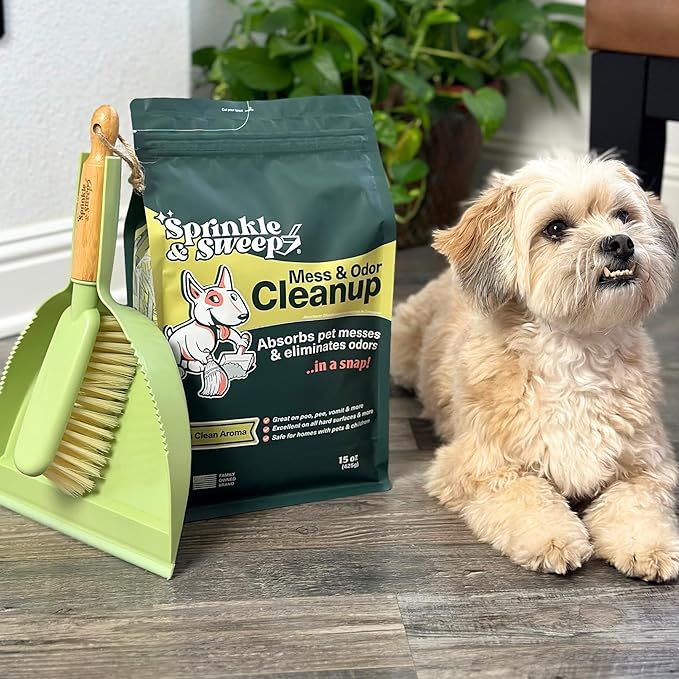 Dog Pee Cleaner | Pet Accident Cleanup Powder | Vomit Cleanup Kit for Hard Surfaces | Puppy Potty Training Aid | Dog Diarrhea Accident Absorbent | Non-Toxic Odor Remover-PurrikoPets