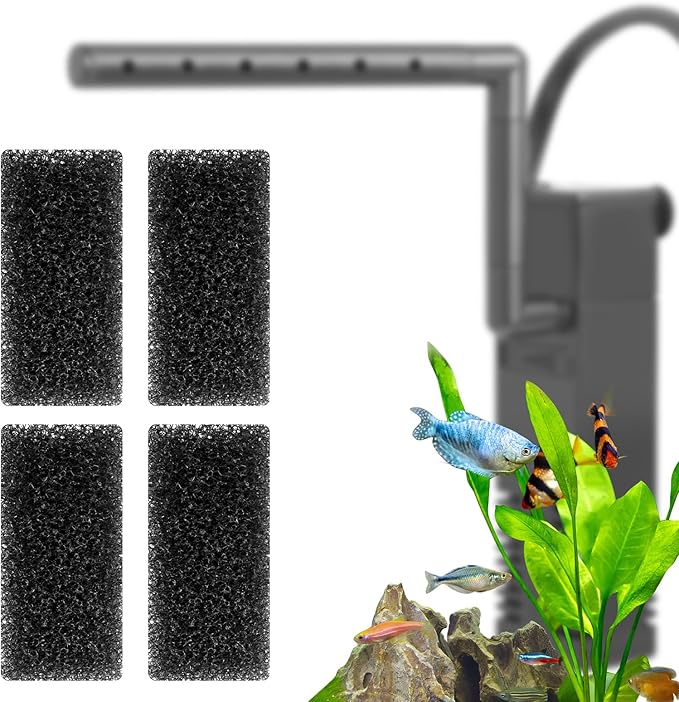 FEDOUR Submersible Aquarium Internal Filter, Filter with Water Pump for Fish Tank up to 35 Gallon (Sponge 4pcs for 8W)-PurrikoPets