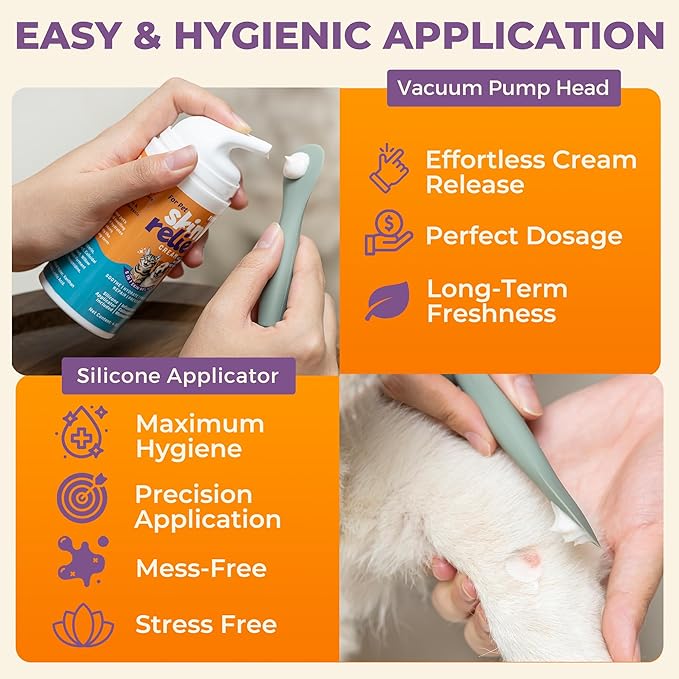 Dog Skin Soother - Dry Itchy Skin Relief & Hot Spots Soothing Cream for Dogs&Cats - Healing Ointment with Colloidal Oatmeal&Manuka Honey - Canine Conditioner Moisturizer with Applicator- 100g-PurrikoPets