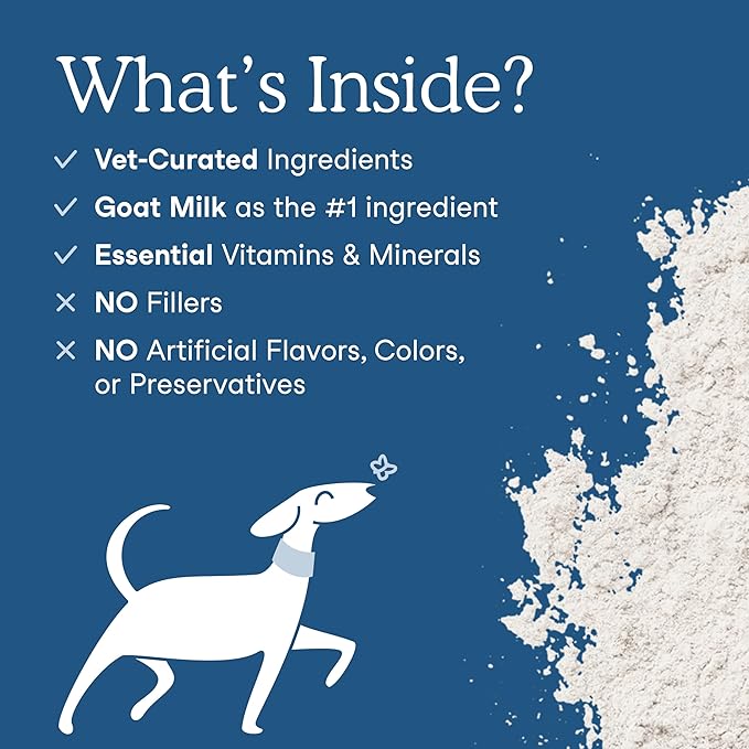 Fera Pets Goat Milk Topper - Multivitamin for Dogs & Cats with Probiotics - Supports Overall Health, Gut Health, and Immune System - for Picky Eaters - 60 TSP-PurrikoPets