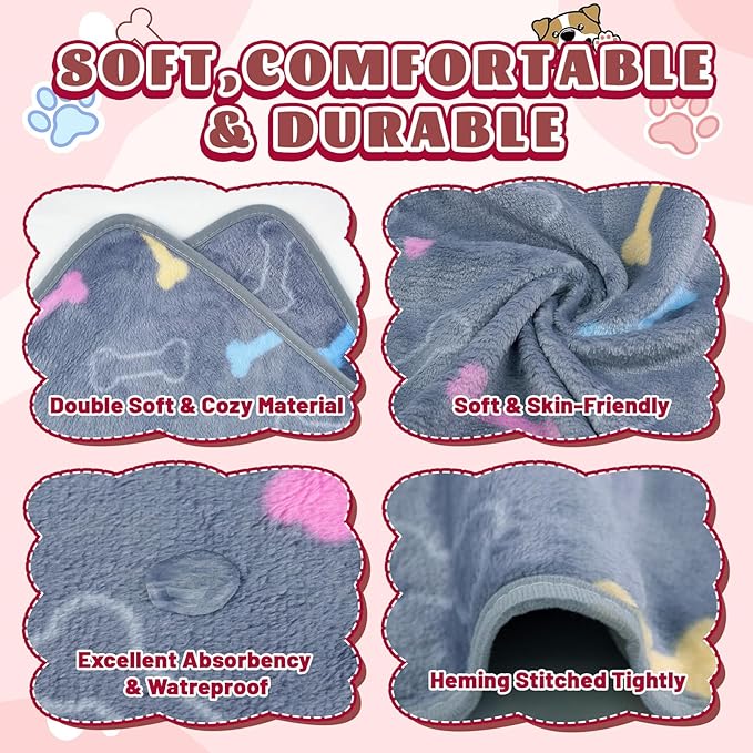 6 Pcs Washable Guinea Pig Blankets Absorbent Small Animal Fleece Bedding Waterproof Cage Liners Reusable Pet Pee Pad Sleep Mat Cover for Rabbit Rat Hamster Ferret Chinchilla Hedgehog (16"x24")-PurrikoPets