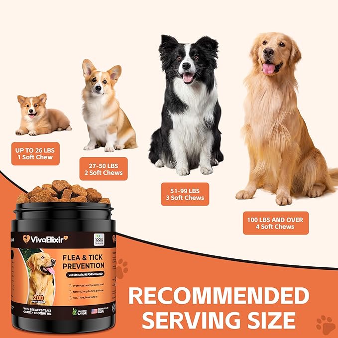 Flea and Tick Prevention for Dogs – 200 Soft Chews - Dog Flea and Tick Treatment & Oral Flea Pills – Skin & Coat Health - Made in USA - for Small, Medium, Large Dogs-PurrikoPets