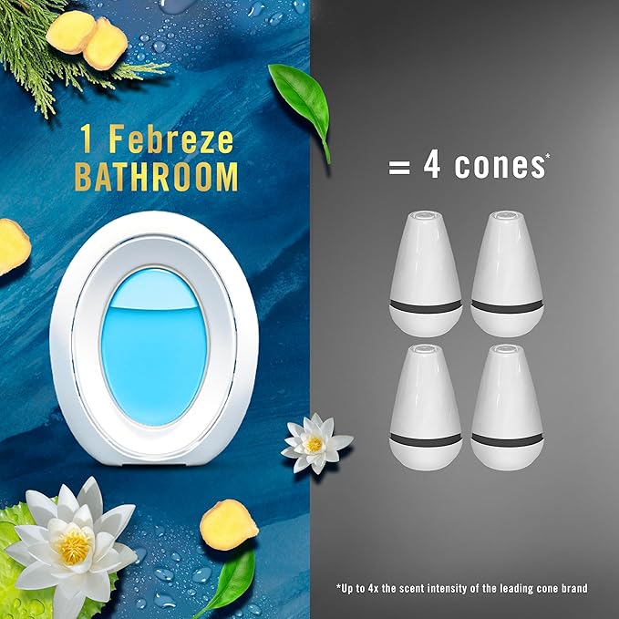 Febreze Bathroom Air Freshener, Odor-Fighting, Plug In Alternative, Air Fresheners for Home and Bathroom and Kitchen, Closet Air Fresheners, Ocean Scent, 4 Count-PurrikoPets