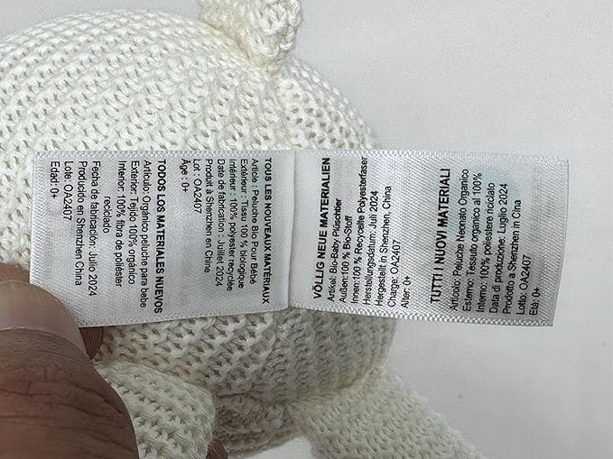 100% Organic Cotton Baby Stuffed Animals White Teddy Bear for Newborn 6.5"-PurrikoPets