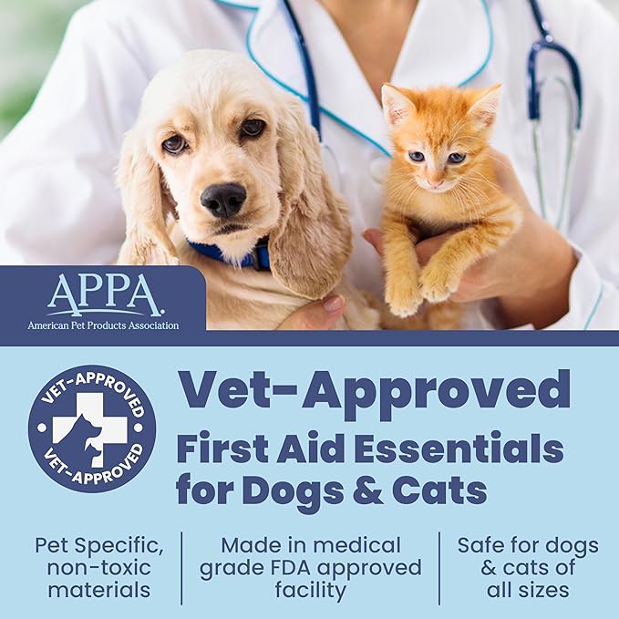 Dog First Aid Kit - Vet Approved Pet First Aid Supplies to Treat Dogs & Cats in an Emergency - Pet First Aid Kit Guide, Tick Remover, Slip Leash & Medical Essentials for Home, Camping, Car, RV, Travel-PurrikoPets