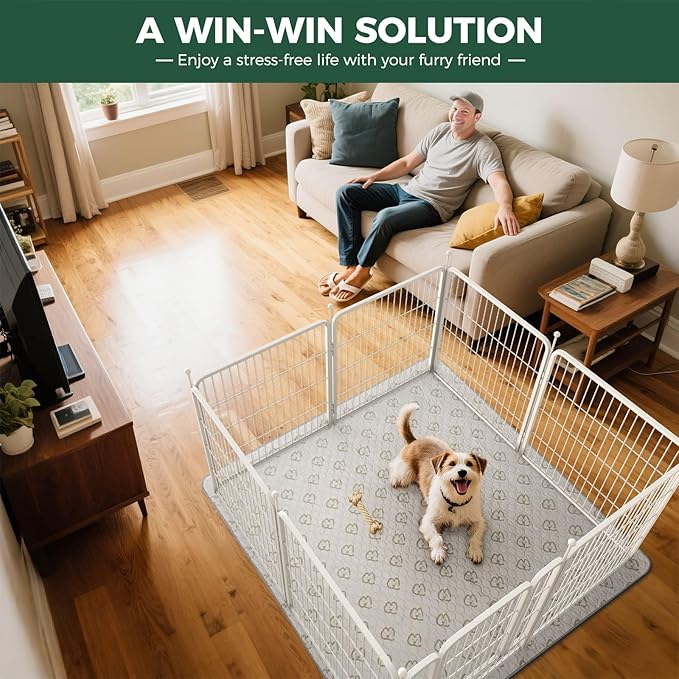 FXW Rollick Unleashed Dog Playpen for Indoor, Yard, RV Camping, 40 inch 8 Panels for Medium and Large Dogs, White│Patented-PurrikoPets