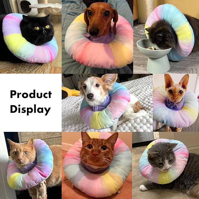 EWES Cat Cone Collar Soft M Size,Alternative Neck Cones to Stop Licking,Comfy Elizabethan Collars After Surgery Neuter,Donut Collar for Pet Cat Dog Kitten e Collar Recovery Shame-PurrikoPets