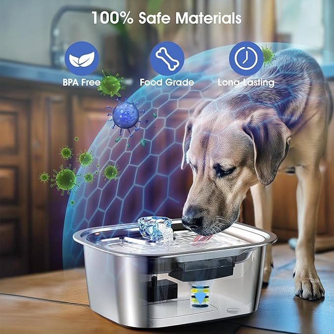 Dog Water Fountain Filters Replacement 4 Packs, 2 Months Set of Replacement Filter with 2 Sponges for PETNF Large Pet Dog Water Fountain Bowl Dispenser, Compatible with D2341/D2223/D2322/D2419 Models-PurrikoPets