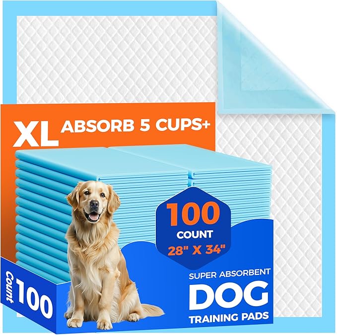 Dog Pee Pads Extra Large 28"x34" - 100 Pack Super Absorbent XLarge Puppy Pads 100 Count Leak-Proof Disposable XL Pet Potty Training Pads for Dogs, Puppies, Doggy-PurrikoPets
