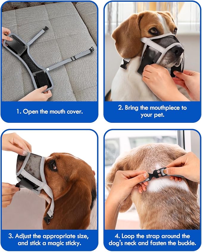 Dog Muzzle, Soft Air Mesh Muzzle for Small Medium Large Dogs Anti Biting Barking Chewing, Breathable Drinkable Adjustable Loop Pets Muzzle for German Shepherd Husky Labrador Retriever (Grey,XL)-PurrikoPets