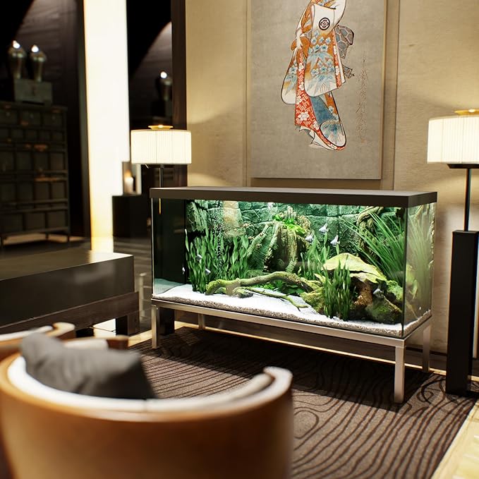 20 in X 60 in. Aquarium Stand | Industrial Style Aluminum Fish Tank Base with Open Frame Design-PurrikoPets