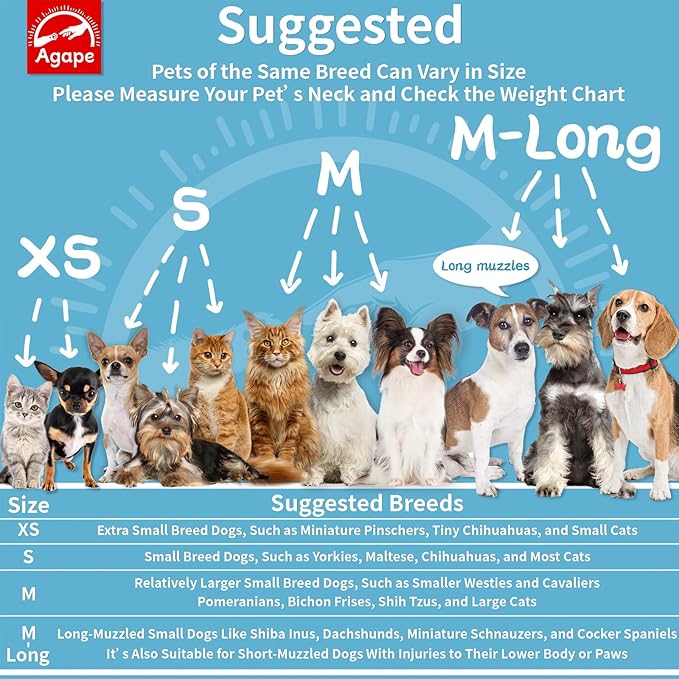 Agape Soft Cone for Cats & Small Dogs, Comfy Pet Cone to Stop Licking, Adjustable Cat E Collar Alternative After Surgery, Protective Elizabethan Collar for Pup & Kitty, Water Repellent Recovery Cone-PurrikoPets