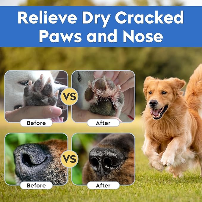 Dog Paw Balm, Moisturizer & Protection for Cracked Dry & Damaged Paws, Nose & Elbows Natural Lick Safe Dog Nose Balm-PurrikoPets