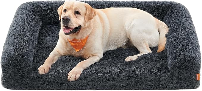 Feandrea Dog Bed, Orthopaedic Dog Sofa Bed for Medium and Large Dogs, Waterproof Ped Bed with Removable Washable Cover, 42 x 31.5 x 9 Inches, Dark Gray UPGW233G02-PurrikoPets