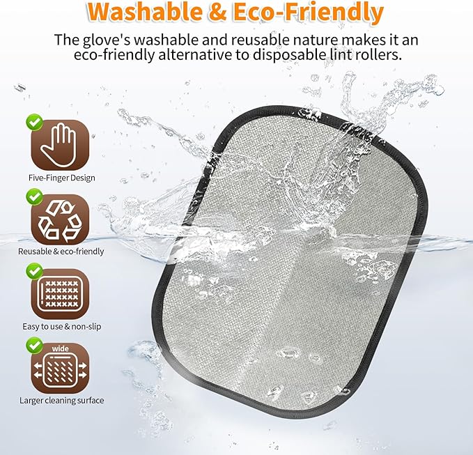 2Pcs Pet Hair Removal Glove for Cats & Dogs, 2025 Newly Upgraded Five-Finger Electrostatic Pet Hair Gloves, Reusable Pet Hair Remover Tool for Couch, Clothing, Car Seat,Carpet-PurrikoPets