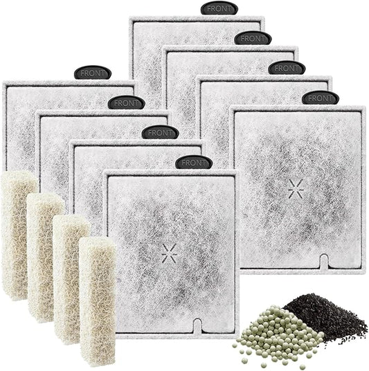 8 Pack Large Filter Cartridges Compatible with Aqueon QuietFlow Filter LED PRO Size 20,30,50,75/Power Filter Size 20,30,50,55/75, E Internal Size 40 Canister Filter-PurrikoPets