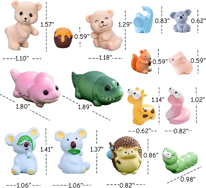 100pcs Various Mini Resin Animals Figurines Miniature Figures Ornament Fairy Garden Accessories Micro Landscape Dollhouse Aquarium Bonsai Tiny Crafts Decor-PurrikoPets