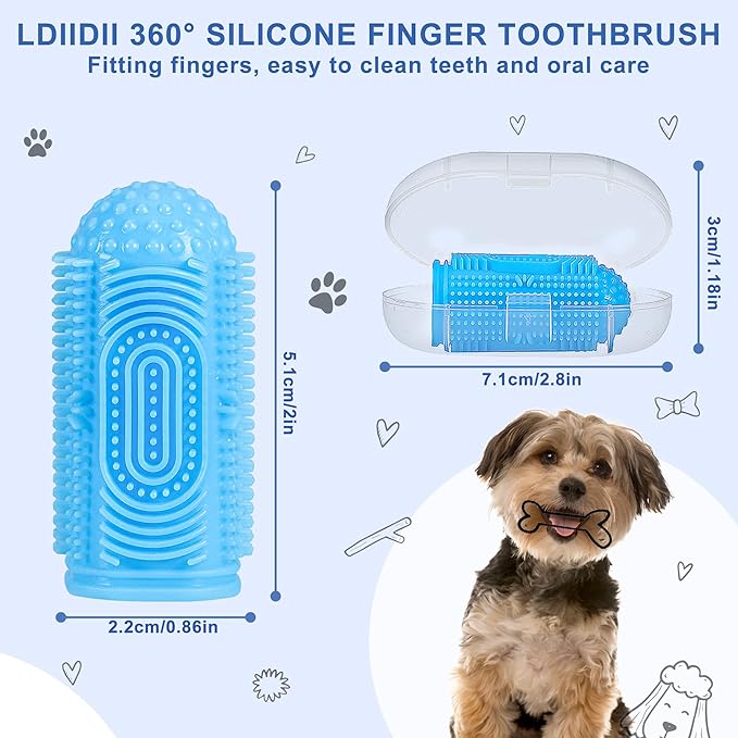 Dog Tooth Brushing Kit Dog Toothbrush 4 Pack Dogs Finger Toothbrush for Dogs Teeth Cleaning & Dental Care,Dogss Tooth Brush Puppy Tooth Brushing-PurrikoPets