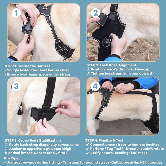 Dog Knee Brace with Adjustable Support – ACL & CCL Tear Recovery, Post-Surgery Stabilization, Mobility Aid for Rear Legs – Includes Secure Chest Harness for Dogs(Right,L)-PurrikoPets