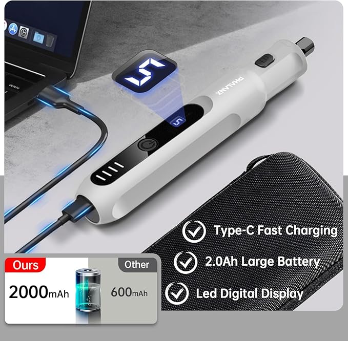 Dog Nail Grinder - Rechargeable Pet Nail Grinder, Electric Upgraded 5 Speed w LED Lights Cordless Dog Nail Trimmer Kit, 40 Accessories Pet Dog Claw Care Kit for Dogs Cats and Small Medium Animals Grey-PurrikoPets