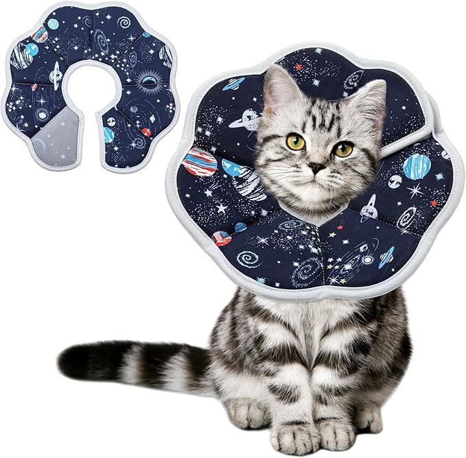 2Pcs Cat Conical Collar Soft Adjustable Cat Collars Water Proof Recovery Collar Prevent Licking Protective Foldable Easy to Eat Drink for Cats Kittens Puppies (Blue S XS)-PurrikoPets