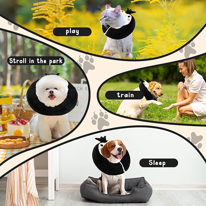 Adjustable cat Cone Collar Soft to Stop Licking After Surgery for Kitten, Alternative to Cone of Shame cat, Donut Cone for Cats, pet Elizabethan Collar (Penguin, Medium)-PurrikoPets