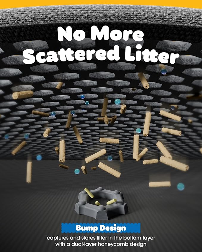 27" x 19" Cat Litter Mat - Large Litter Box Mat with Double Layers, Urine-Proof and Non-Slip Litter Trapping Mat, Easy to Clean Kitty Litter Mats for Floor, Scatter Control, Grey-PurrikoPets