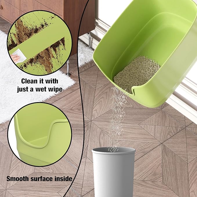 Gefryco Jumbo Cat Litter Box with High Sides, Extra Large for Muti Cats Open Big Cat Litter Box Anti-Splashing, High Wall Litter Tray for Indoor Medium and Large Cats(2Pack)-PurrikoPets