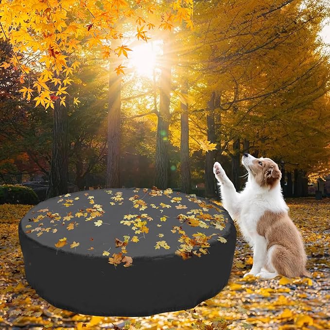 79 inch Dog Pool Cover, Portable Round Collapsible Bathing Tub Kiddie Pool Cover with Oxford Cloth Material and Drawstring Design, Waterproof and Dustproof (Black) - Only Cover…-PurrikoPets