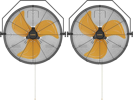 18 Inch Wall Mount Fan, Extended 6.6ft Power Cord, 360° Tilt Adjustment, 3-Speed, IP44 Industrial Commercial Wall Mounted Fan for Greenhouse, Garage, Workshop, Covered Patio, 2 Packs-PurrikoPets