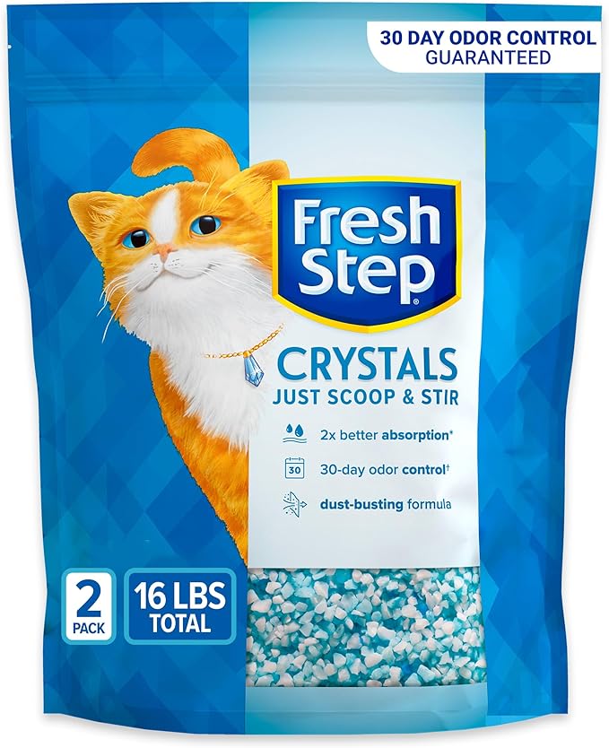Fresh Step Crystals, Premium Cat Litter, Scented, 8 Pounds, Pack of 2 (Package May Vary)-PurrikoPets