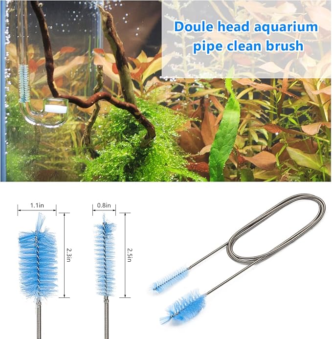 Extra Long Aquarium Aquascaping Tools Kit 8 in 1, Liveek Stainless Steel Aquarium Plant Tools Long Fish Tank Aquascape Tweezers Scissors Scrapers, PH Paper, Fish Net, Aquascape Clean Brush, Bag-PurrikoPets
