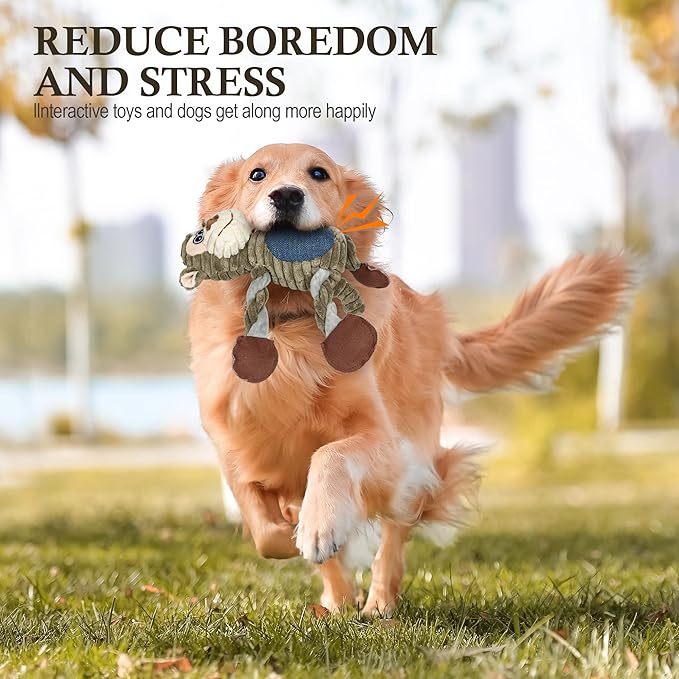 Dog Toys for Large Dog - Plush Squeaky Medium & Small Dog Toys - Stuffed Animals Puppy Toys - Funny Cute Dog Toys for Dog Birthday Presents (Monkey)-PurrikoPets