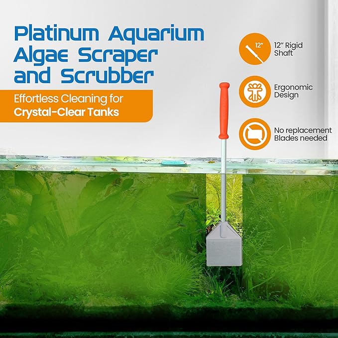 FL!PPER Flipper Platinum Aquarium Algae Scraper | Glass & Acrylic Tank Cleaner with Serrated Blade for Efficient Aquarium Maintenance (12” Nano)-PurrikoPets