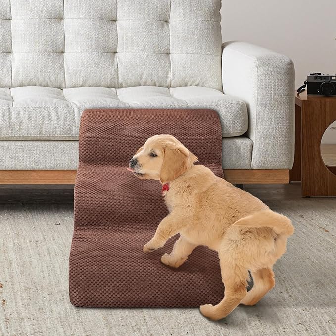 Dog Stairs for Small Dogs - High Density Foam Pet Steps, Extra Wide Dog Ramp with Non-Slip Bottom for High Beds, Couch and Sofa, Best for Dogs Injured, Older Doggy Cats-PurrikoPets