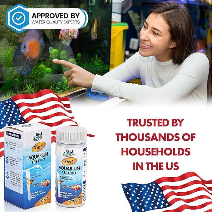 7 in 1 - Aquarium Test Strips | 100 Fast & Accurate Strips | Fish Tank Aquariums Water Test Kit & ebook | Aquarium Thermometer | Fish Tank Water Testing Kit for Fresh & Saltwater | Versatile Usage-PurrikoPets