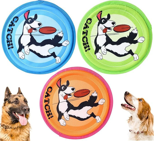 Dog Flying Disc, 3 Pack Dogs Flyer Toys, Lightweight Flying Disc Dog Fetch Toy for Small, Large Dogs & Puppies - Floats in Water & Safe on Teeth-PurrikoPets