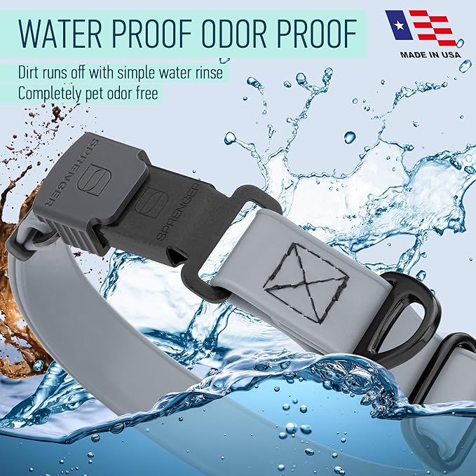 Dogline Biothane Waterproof Dog Collar with Herm Sprenger Black Stainless Steel Quick Release Buckle – Heavy Duty Tactical Durable Collar for Dogs – Comfortable and Safe Pet Collar W3/4" L12-19 Gray-PurrikoPets