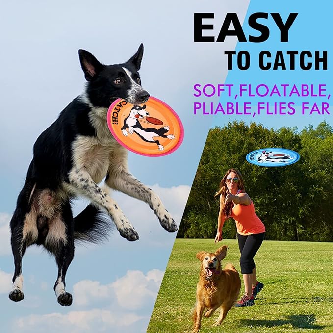 Dog Flying Disc, 3 Pack Dogs Flyer Toys, Lightweight Flying Disc Dog Fetch Toy for Small, Large Dogs & Puppies - Floats in Water & Safe on Teeth-PurrikoPets