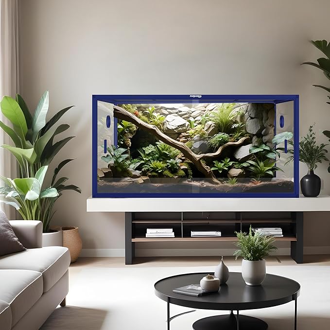 120 Gallon Bearded Dragon Tank,48" x 24" x 24" Reptile Tank with Sliding Door Top Screen Ventilation, Front Opening Reptile Enclosure for Easy Maintenance-PurrikoPets