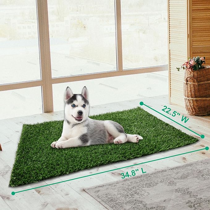 Dog Grass Mat, Synthetic Turf for Indoor/Outdoor Puppy Potty Training Durable, Drainable & Easy-Clean Pet Bathroom Mat for Small to Large Dogs Grass Only (34.6"x22.5")-PurrikoPets