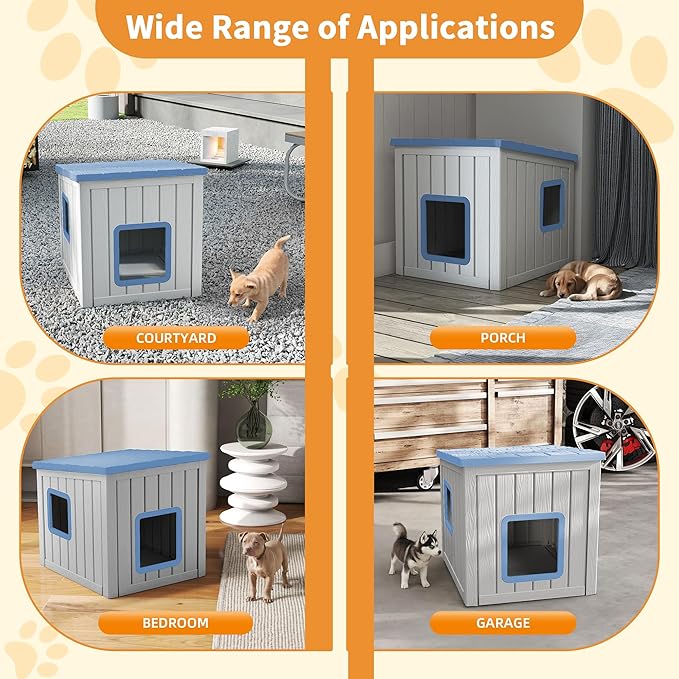 Dog House Small Dog Houses Outdoor with Sloped Roof Waterproof Ventilated Design Easy to Clean Elevated Floor Easy Assembly for Middle Sized Dogs-PurrikoPets