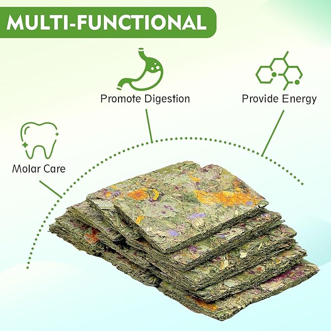 Fhiny 24 PCS Rabbit Timothy Hay Chips Toys, Natural Bunny Molar Treats with Herbal Flowers Rabbit Chew Toys for Teeth Small Animal Snacks for Rats Chinchillas Guinea Pigs Hamsters-PurrikoPets