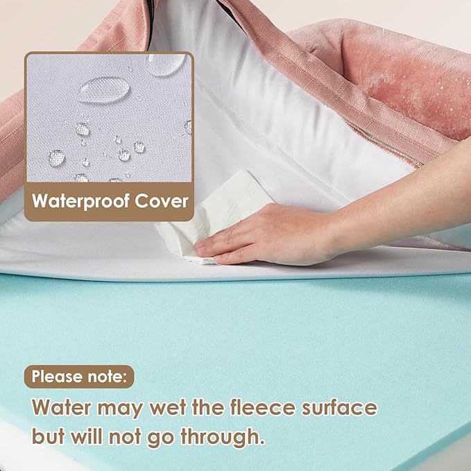 EHEYCIGA Orthopedic Dog Bed for Small Dogs, Waterproof Memory Foam Small Dog Beds with Sides, Non-Slip Bottom and Egg-Crate Foam Medium Pet Couch Bed with Washable Removable Cover, Dusty Pink-PurrikoPets