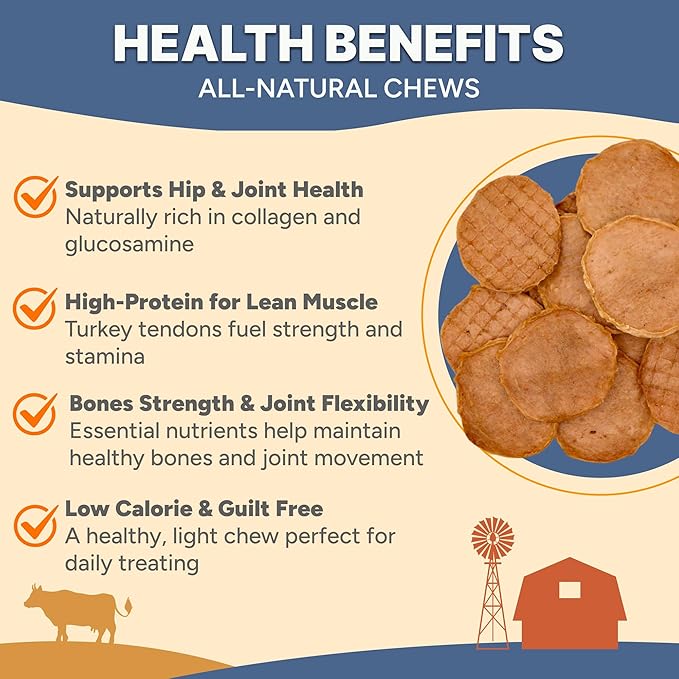 Gaines Family Farmstead Turkey Tendon Chips for Dogs – 5 oz, Natural Single-Ingredient Dog Treats, High-Protein Crunchy Chews, Rawhide Alternative, Grain-Free, Made in USA-PurrikoPets
